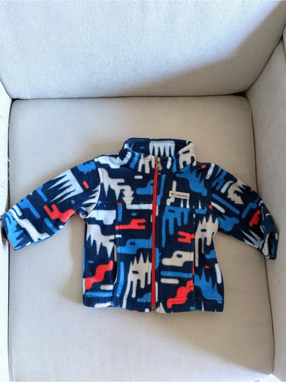 Columbia Baby Boy Navy Blue Fleece Jacket with Red & Light Blue Accents